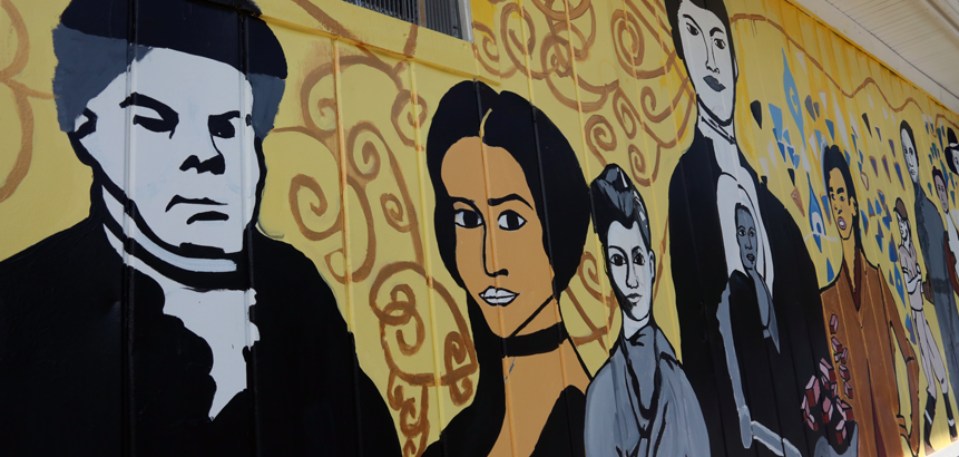 Wall mural of female activists