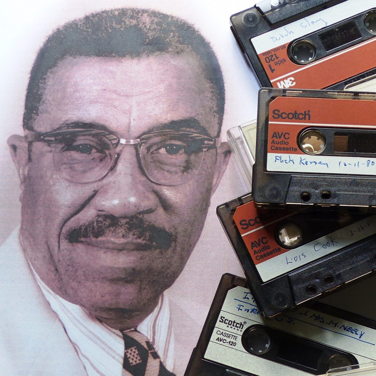 Casette tapes along side a photograph of A.P. Marshall